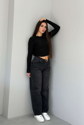 WIDE LEG ONE COLOR WOMEN JEANS DARK GREY/GEE 