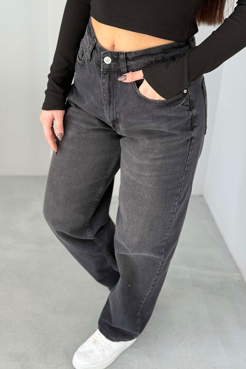 WIDE LEG ONE COLOR WOMEN JEANS DARK GREY/GEE - 4