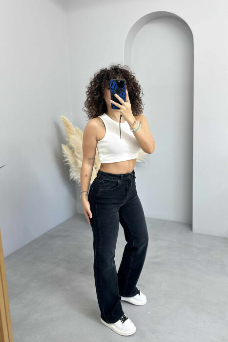 WIDE LEG ONE COLOR WOMEN JEANS BLACK/ E ZEZE - 3