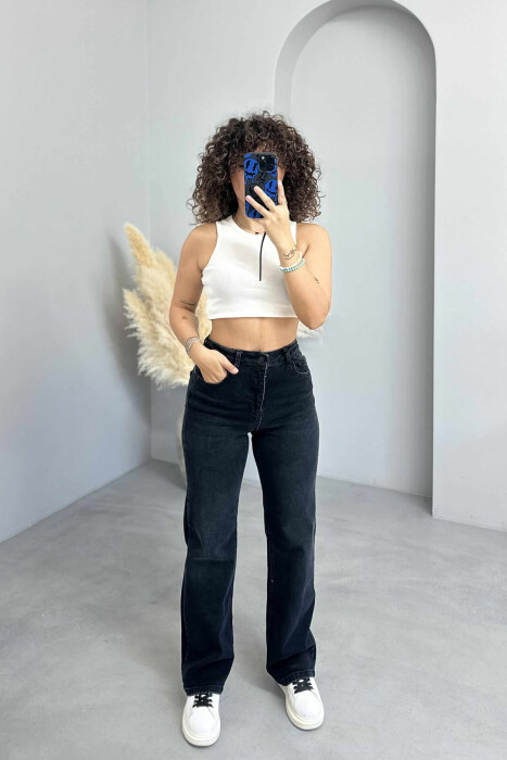 WIDE LEG ONE COLOR WOMEN JEANS BLACK/ E ZEZE - 4