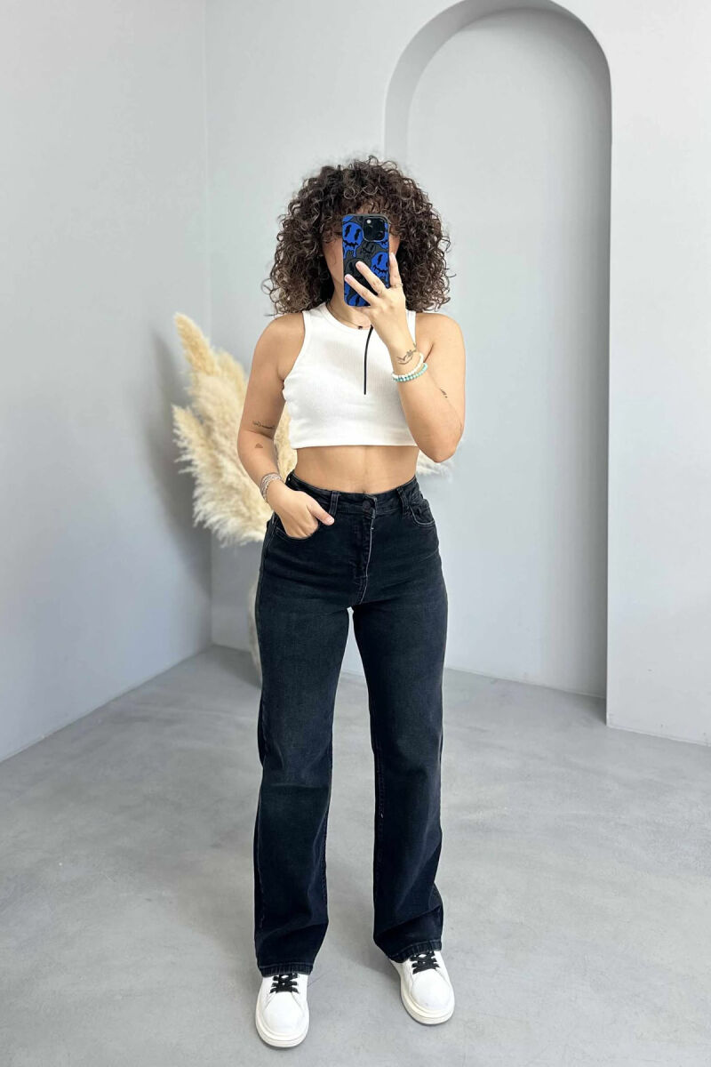 WIDE LEG ONE COLOR WOMEN JEANS BLACK/ E ZEZE - 4