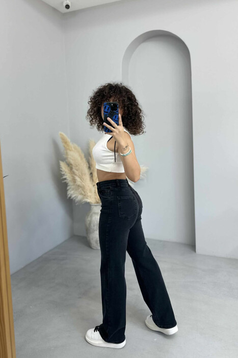 WIDE LEG ONE COLOR WOMEN JEANS BLACK/ E ZEZE - 5