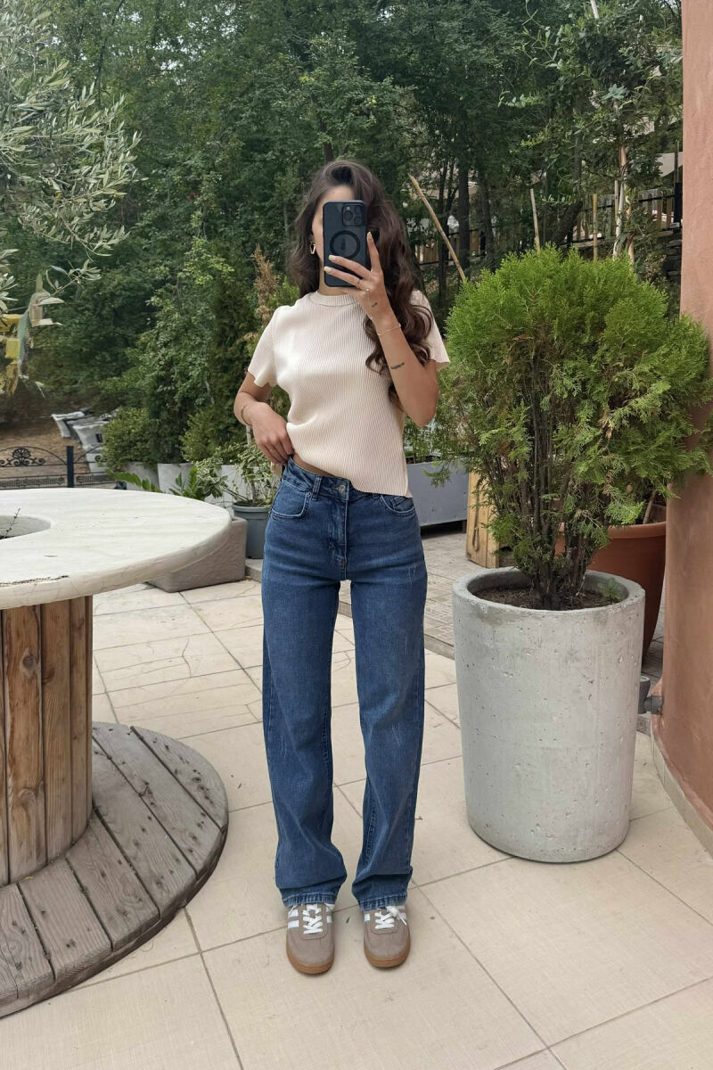 WIDE LEG ONE COLOR WOMAN JEANS LIGHTBLUE/BZ - 2