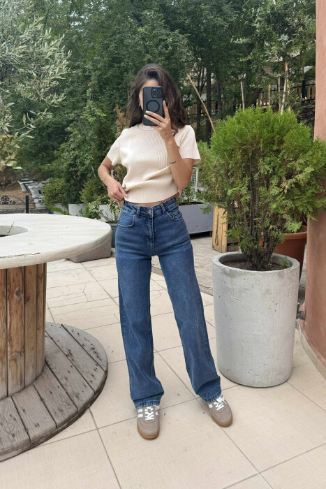 WIDE LEG ONE COLOR WOMAN JEANS LIGHTBLUE/BZ - 3