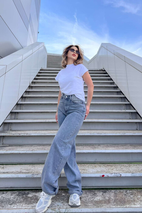 WIDE LEG ONE COLOR WOMEN JEANS LIGHTBLUE/BZ 