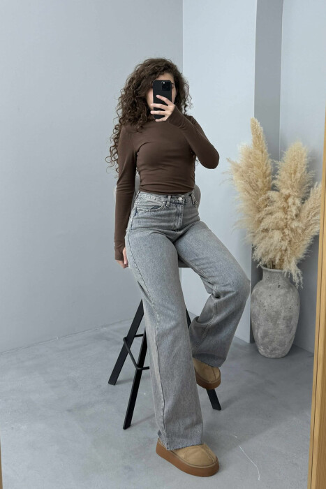 XHINSE TË GJERA NJË NGJYRËSHE PËR FEMRA NË NGJYRËN BLU TË ZBARDHUR - KLAUDIO FASHION