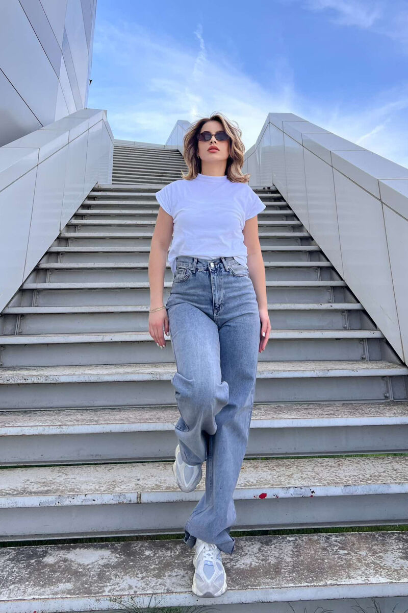 WIDE LEG ONE COLOR WOMEN JEANS LIGHTBLUE/BZ - 2