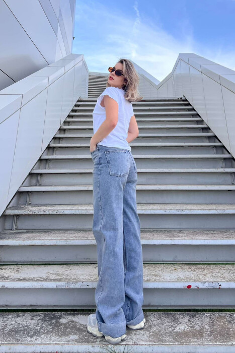 WIDE LEG ONE COLOR WOMEN JEANS LIGHTBLUE/BZ - 3