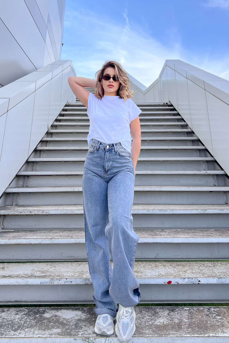 WIDE LEG ONE COLOR WOMEN JEANS LIGHTBLUE/BZ - 4