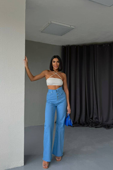 WIDE LEG ONE COLOR WOMEN JEANS LIGHTBLUE/BZ - 1