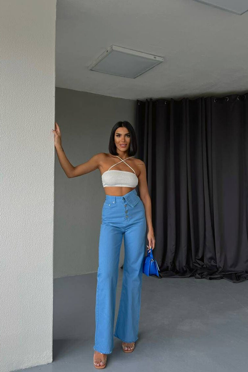 WIDE LEG ONE COLOR WOMEN JEANS LIGHTBLUE/BZ - 1