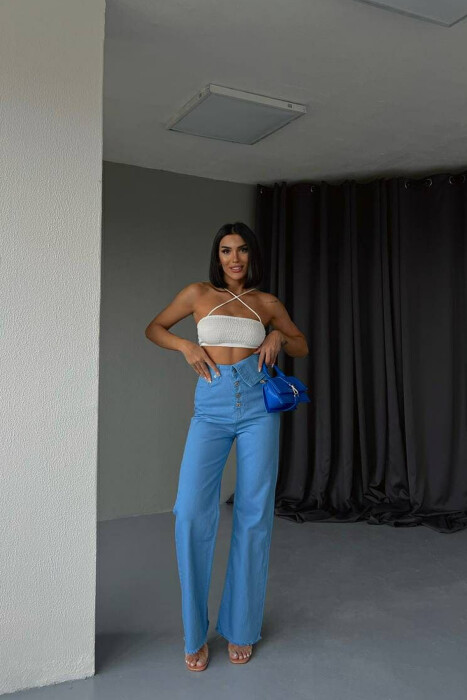 WIDE LEG ONE COLOR WOMEN JEANS LIGHTBLUE/BZ - 3