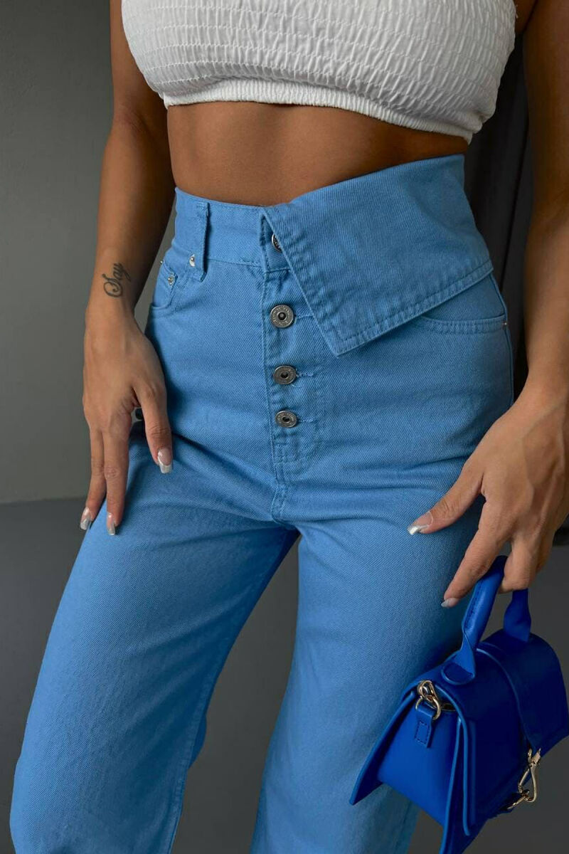 WIDE LEG ONE COLOR WOMEN JEANS LIGHTBLUE/BZ - 4