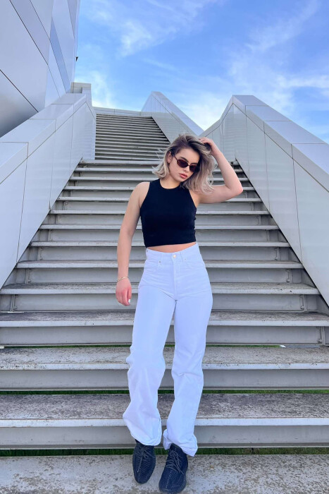 WIDE LEG ONE COLOR WOMEN JEANS WHITE-E BARDHE 