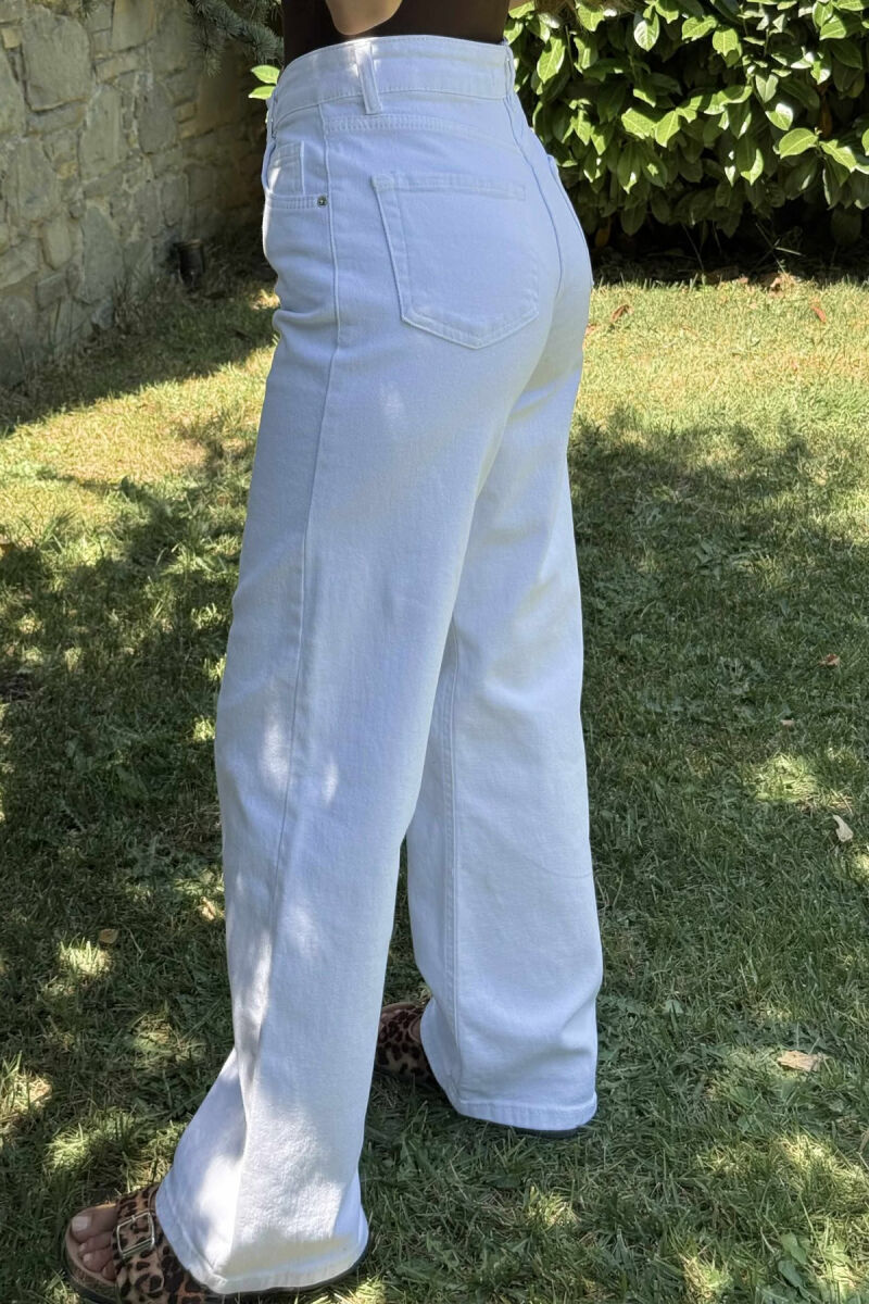 WIDE LEG ONE COLOR WOMEN JEANS WHITE-E BARDHE - 3