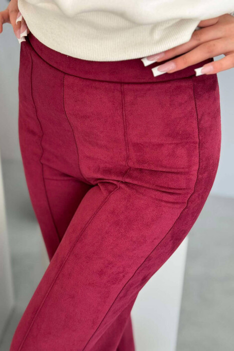 WIDE LEG ONE COLOR WOMEN LEGGING BURGUNDY/VISHNJE - 2