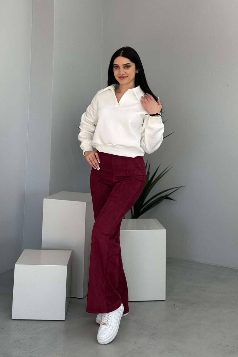 WIDE LEG ONE COLOR WOMEN LEGGING BURGUNDY/VISHNJE - 4