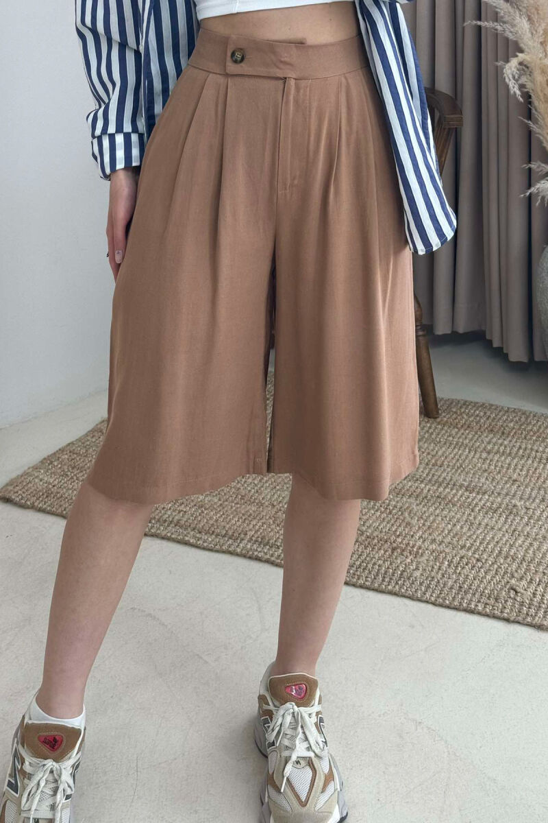 WIDE LEG ONE COLOR WOMEN SHORTS BROWN/KAFE - 3