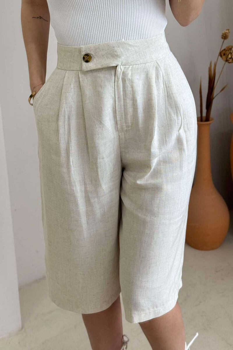WIDE LEG ONE COLOR WOMEN SHORTS CREAM/KREM - 8