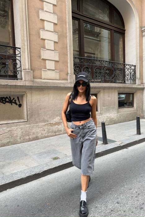 PANTALLONA TË GJERA NJË NGJYRËSHE PËR FEMRA NË NGJYRËN GRI - KLAUDIO FASHION