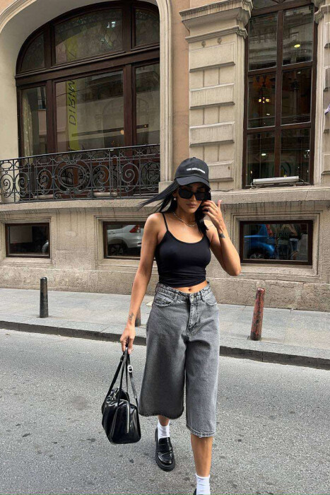 WIDE LEG ONE COLOR WOMEN SHORTS GREY/GRI - 5