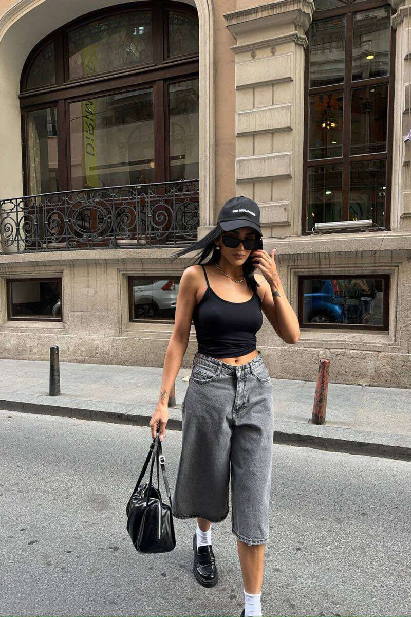 WIDE LEG ONE COLOR WOMEN SHORTS GREY/GRI - 5
