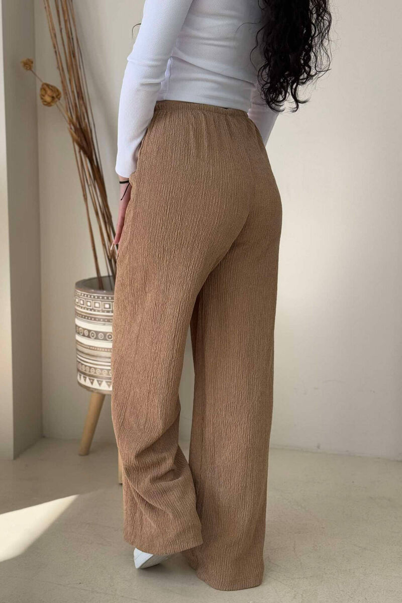 WIDE LEG ONE COLOR WOMEN SWEATPANTS BEIGE/BEZHE - 4