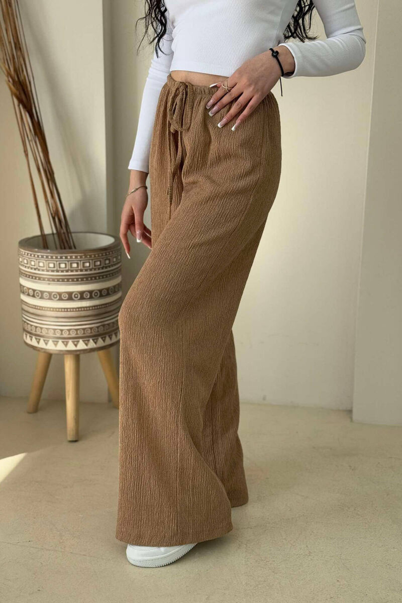 WIDE LEG ONE COLOR WOMEN SWEATPANTS BEIGE/BEZHE - 5