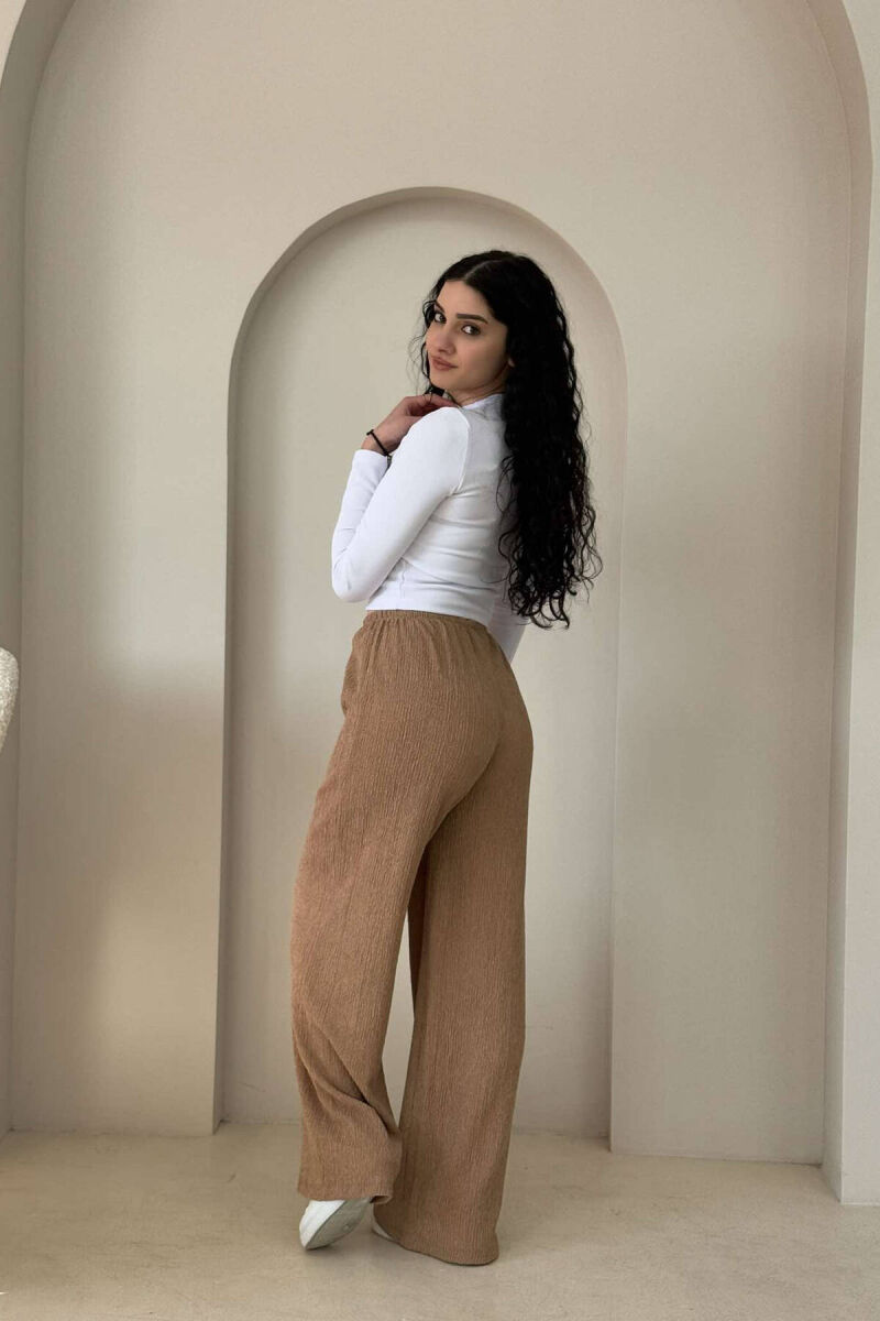 WIDE LEG ONE COLOR WOMEN SWEATPANTS BEIGE/BEZHE - 6