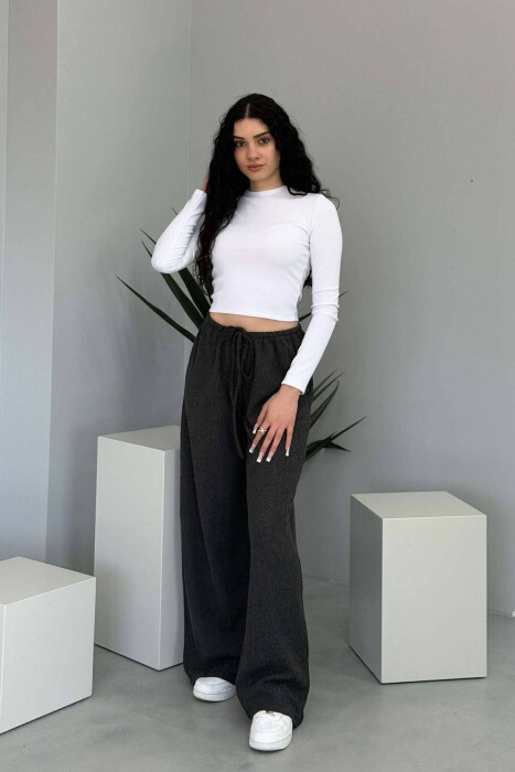 WIDE LEG ONE COLOR WOMEN SWEATPANTS DARK GREY/GEE - 3