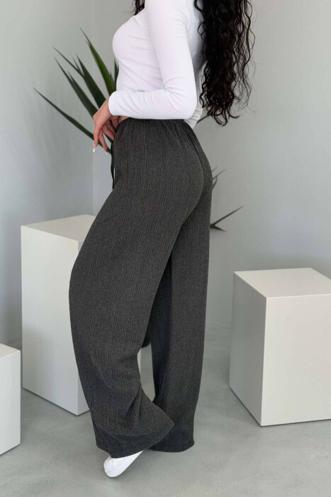 WIDE LEG ONE COLOR WOMEN SWEATPANTS DARK GREY/GEE - 4