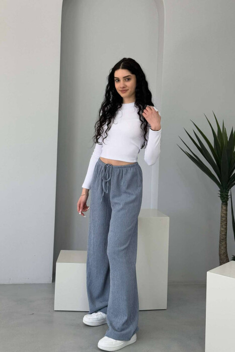 WIDE LEG ONE COLOR WOMEN SWEATPANTS LIGHTBLUE/BZ 