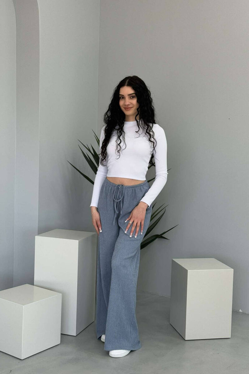 WIDE LEG ONE COLOR WOMEN SWEATPANTS LIGHTBLUE/BZ - 5