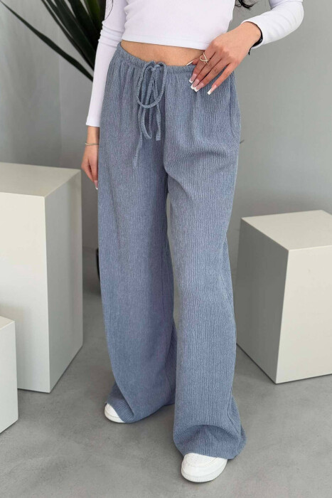 WIDE LEG ONE COLOR WOMEN SWEATPANTS LIGHTBLUE/BZ - 6