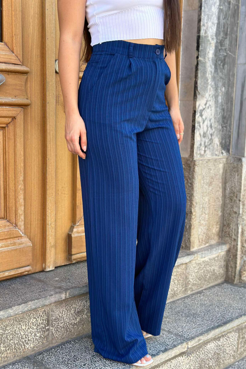 WIDE LEG ONE COLOR WOMEN TROUSER BLUE/BLU - 2