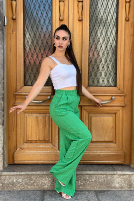 WIDE LEG ONE COLOR WOMEN TROUSER GREEN/JESHILE 