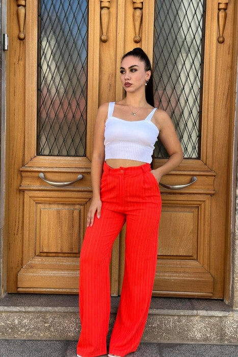 WIDE LEG WOMEN TROUSER IN ORANGE COLOR 