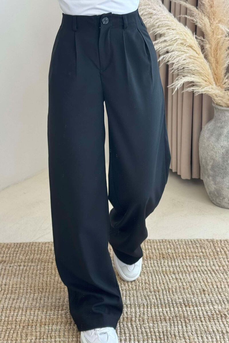 WIDE LEG ONE COLOR WOMEN TROUSERS BLACK/ E ZEZE - 3