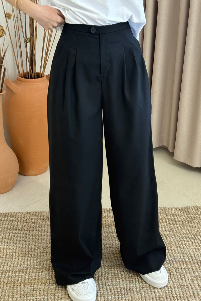 WIDE LEG ONE COLOR WOMEN TROUSERS BLACK/ E ZEZE - 3
