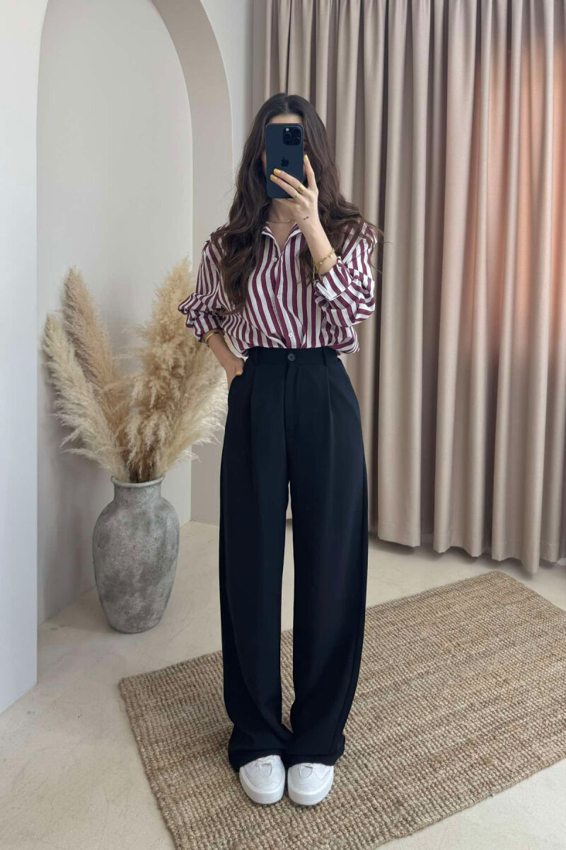 WIDE LEG ONE COLOR WOMEN TROUSERS BLACK/ E ZEZE - 2