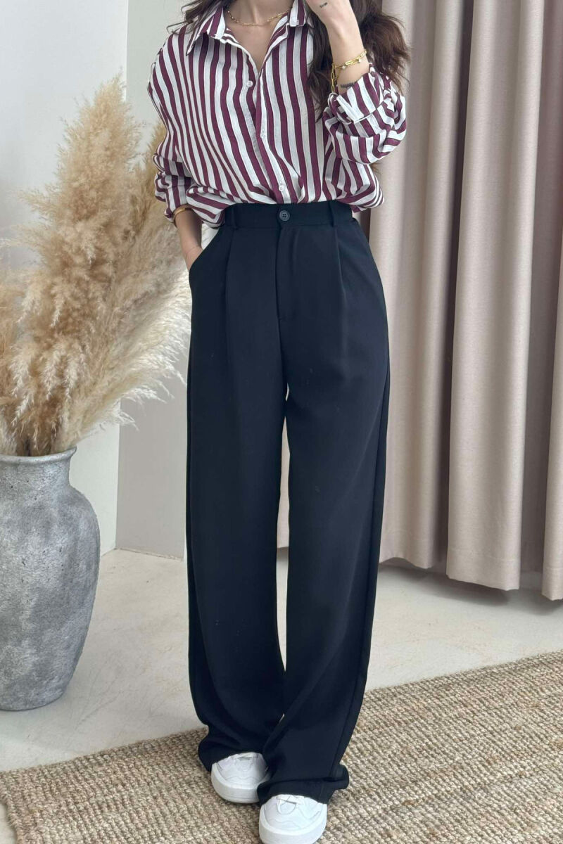 WIDE LEG ONE COLOR WOMEN TROUSERS BLACK/ E ZEZE - 3