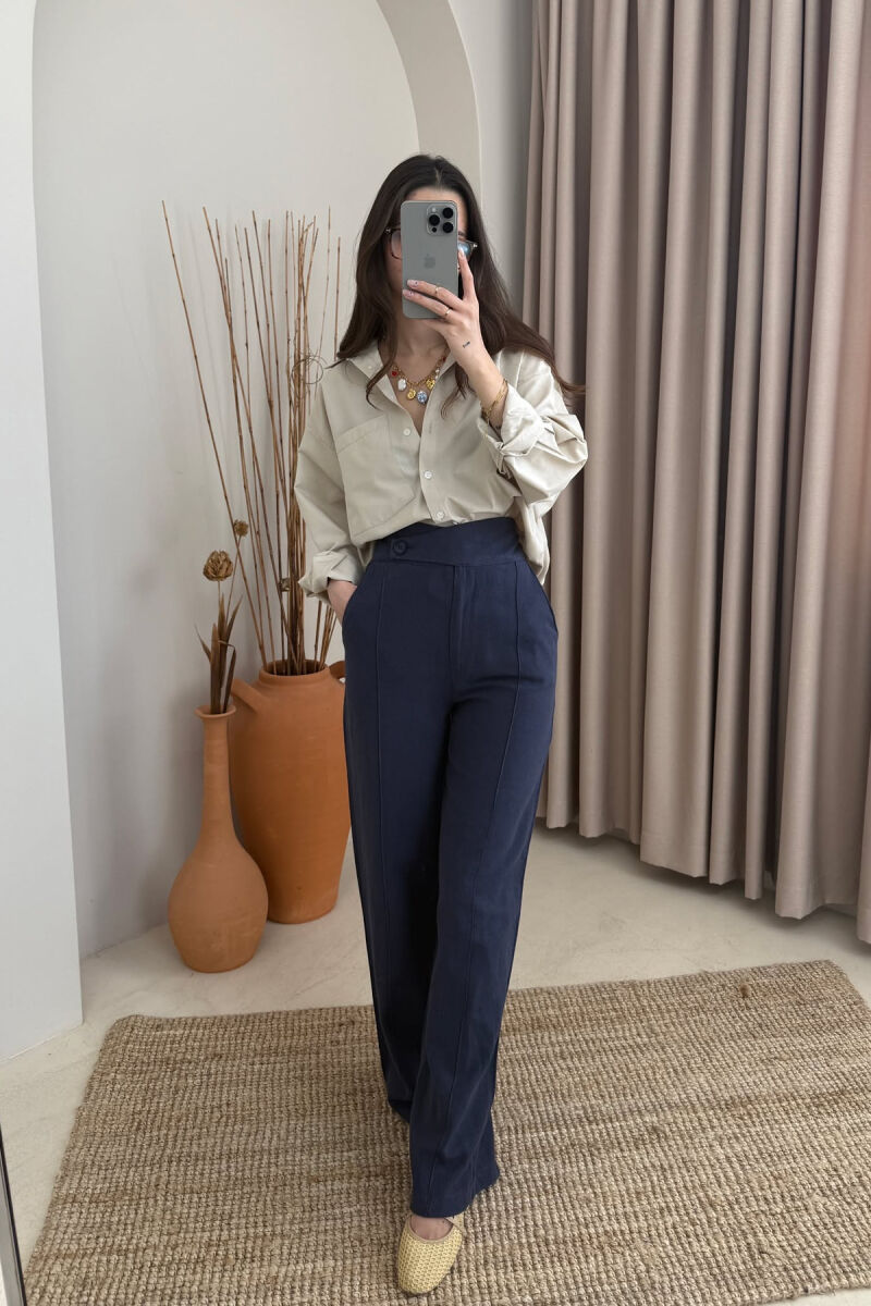 WIDE LEG ONE COLOR WOMEN TROUSERS BLUE/BLU - 2