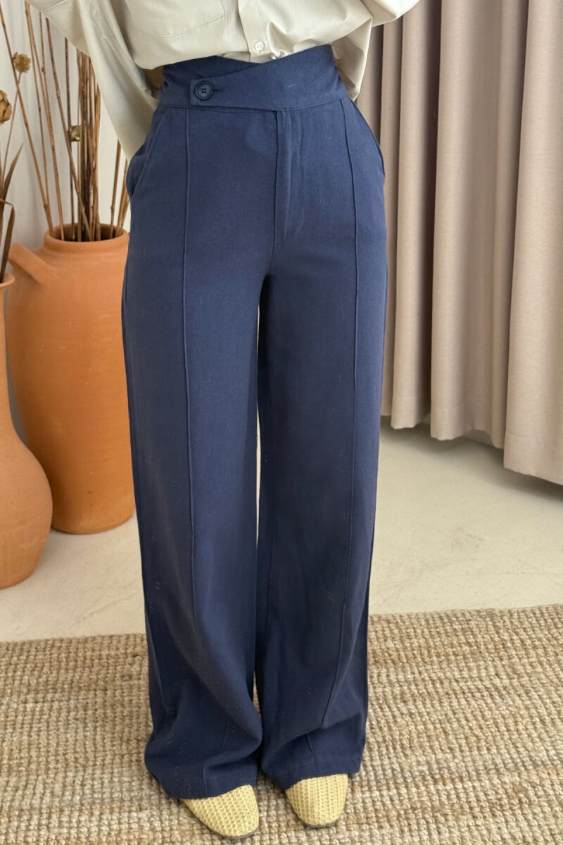 WIDE LEG ONE COLOR WOMEN TROUSERS BLUE/BLU - 3