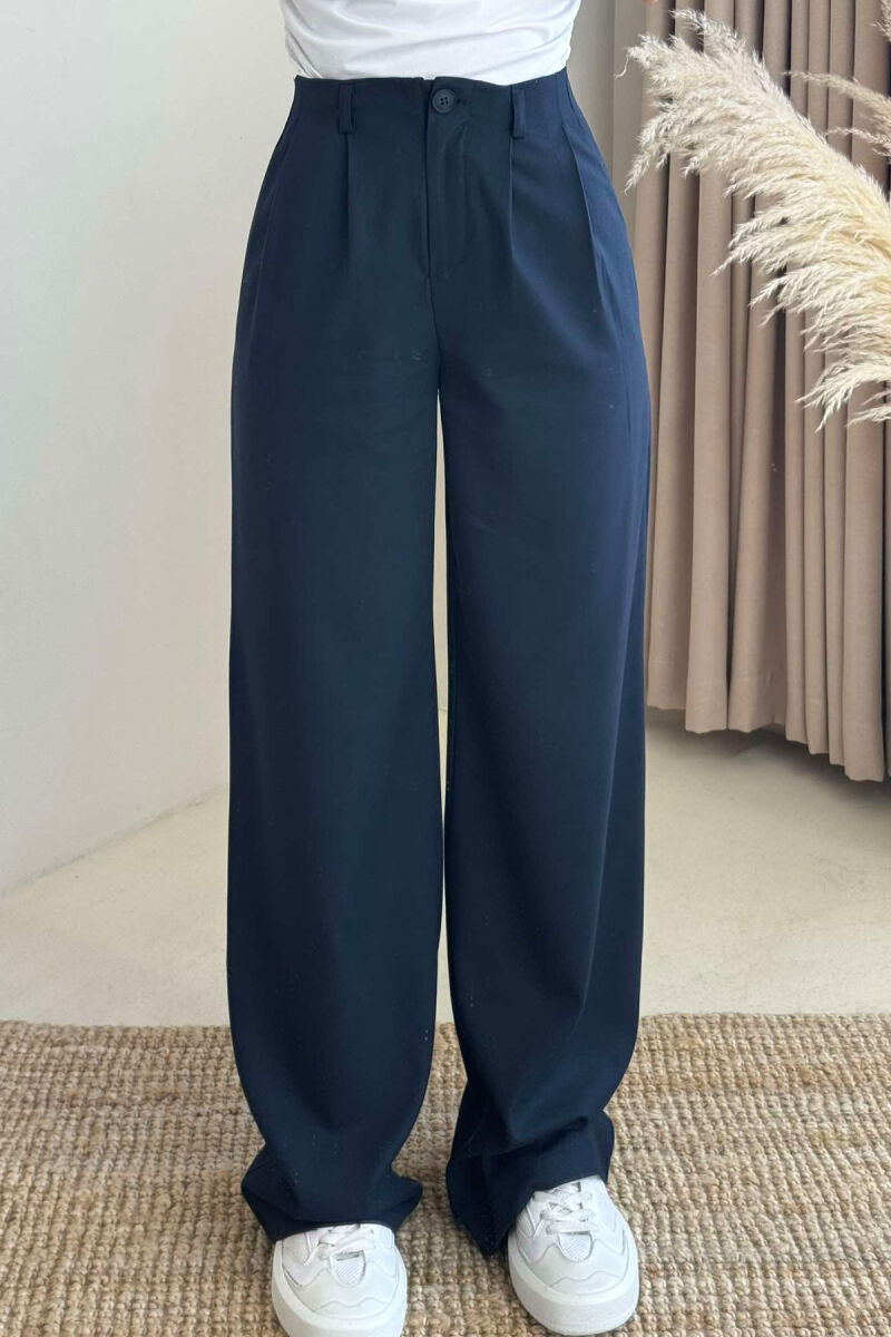 WIDE LEG ONE COLOR WOMEN TROUSERS BLUE/BLU - 3