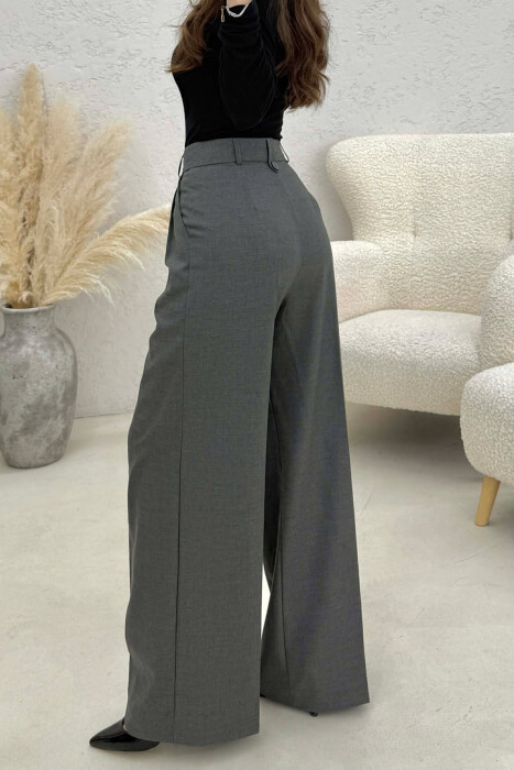 WIDE LEG ONE COLOR WOMEN TROUSERS GREY/GRI - 2