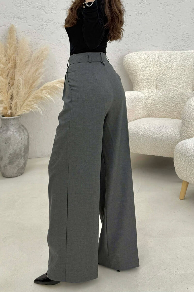 WIDE LEG ONE COLOR WOMEN TROUSERS GREY/GRI - 2