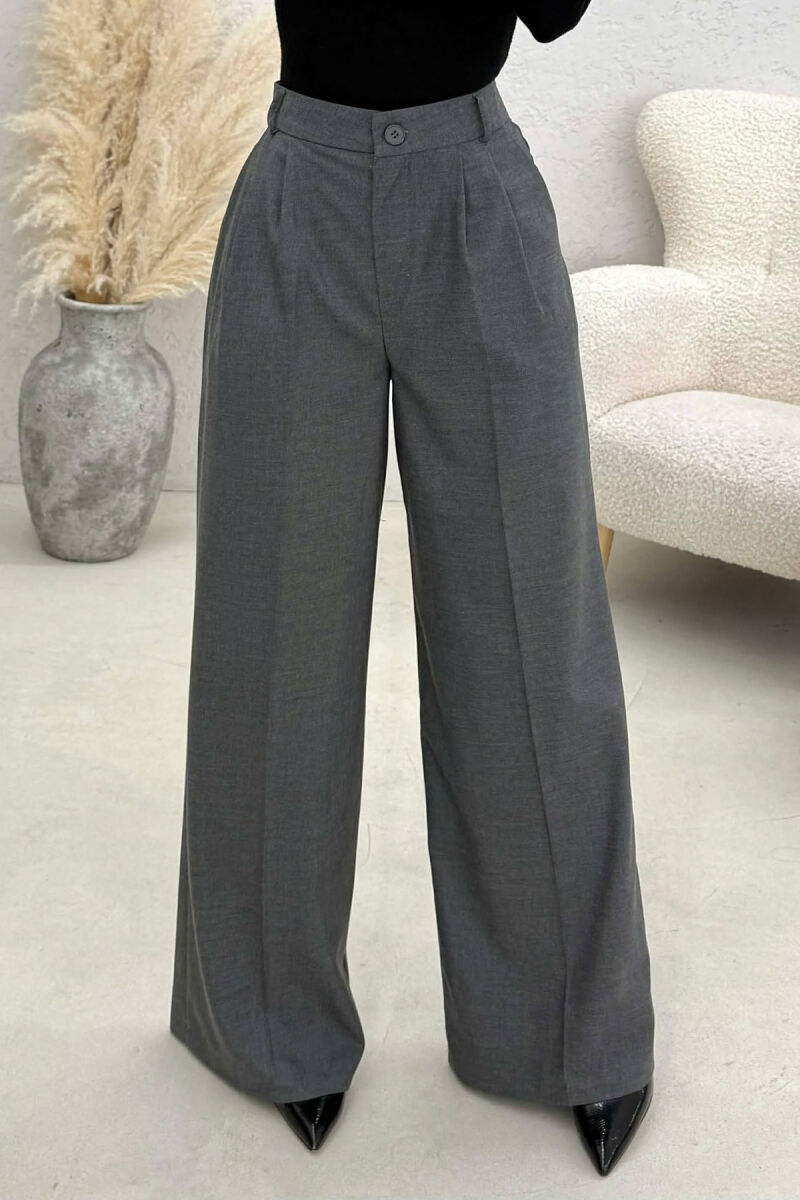WIDE LEG ONE COLOR WOMEN TROUSERS GREY/GRI - 3