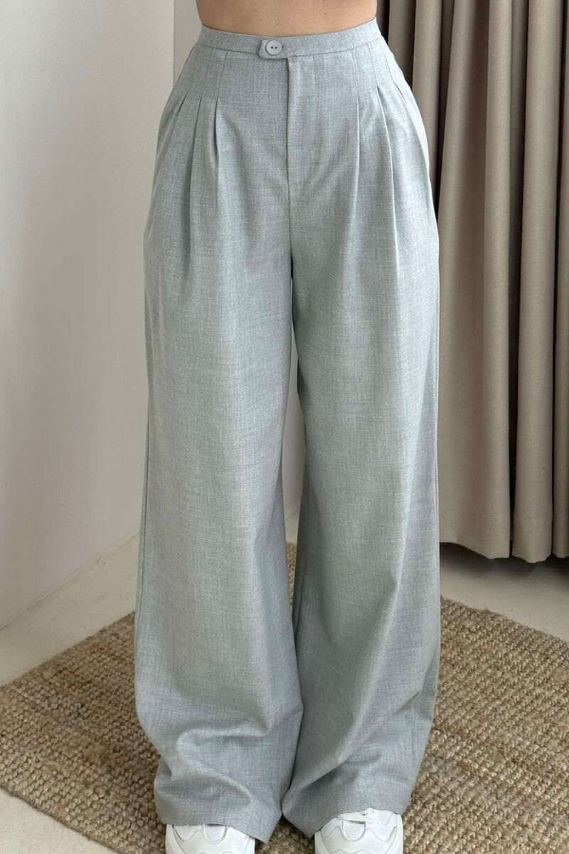 WIDE LEG ONE COLOR WOMEN TROUSERS LIGHT GREY/GZ - 3