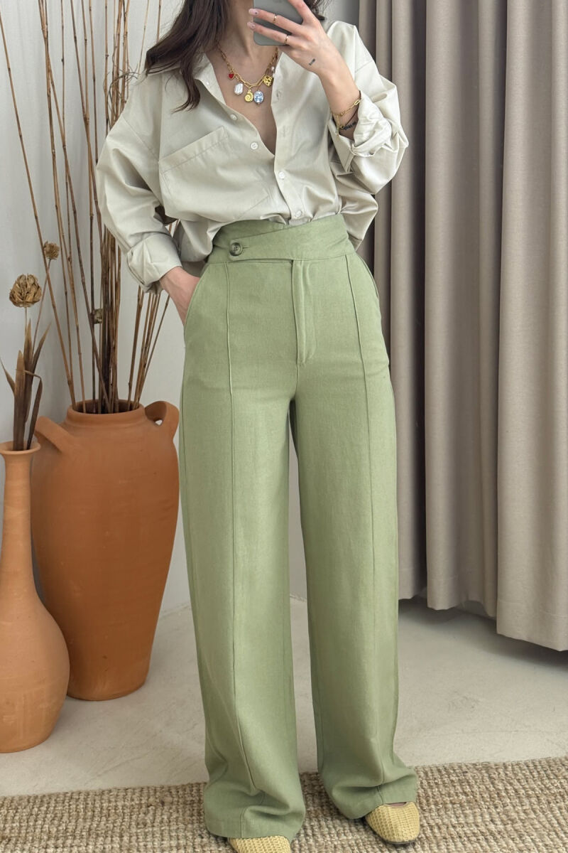 WIDE LEG ONE COLOR WOMEN TROUSERS MINT/MENTE - 2