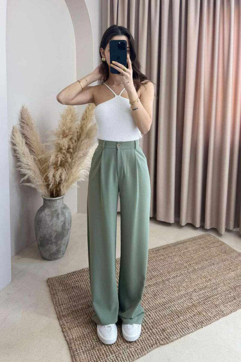 WIDE LEG ONE COLOR WOMEN TROUSERS MINT/MENTE - 2